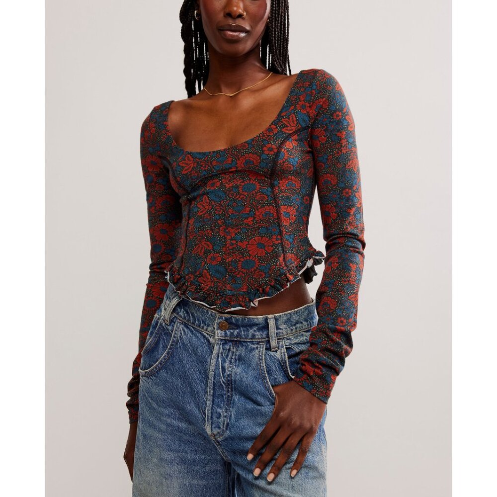 FREE PEOPLE Melanie Long Sleeve Top / Night Combo